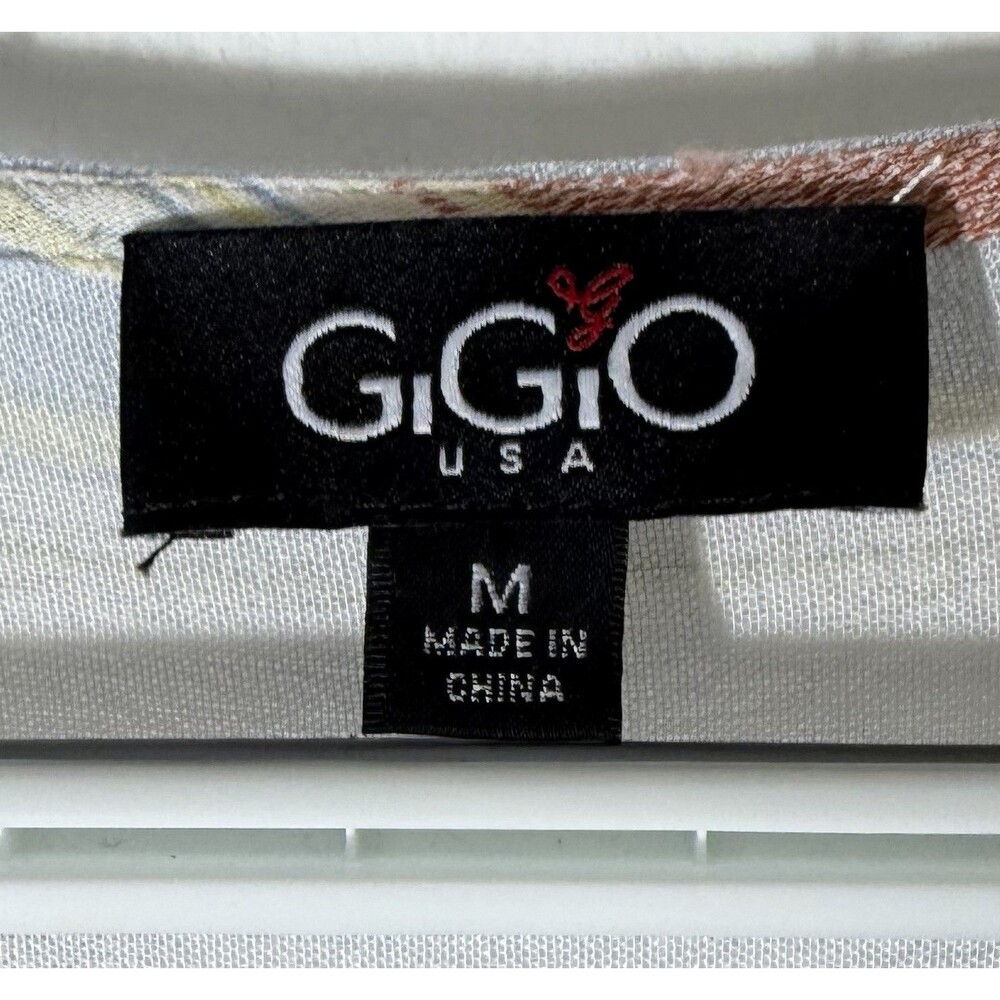 GiGiO USA Women M Floral Stripe Crochet Lace Tassel Boho Tunic Blouse Rayon - Picture 3 of 8